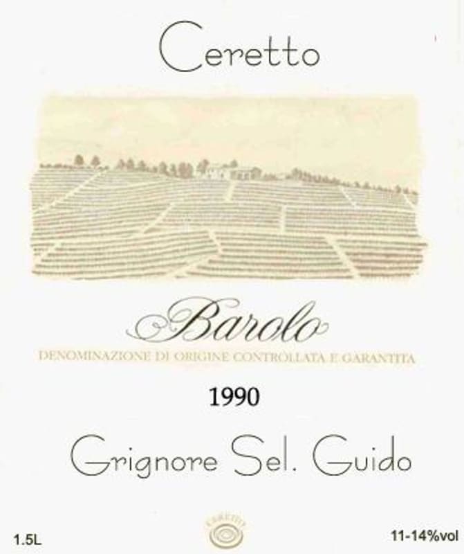 Ceretto Barolo Grignore 1990 Front Label