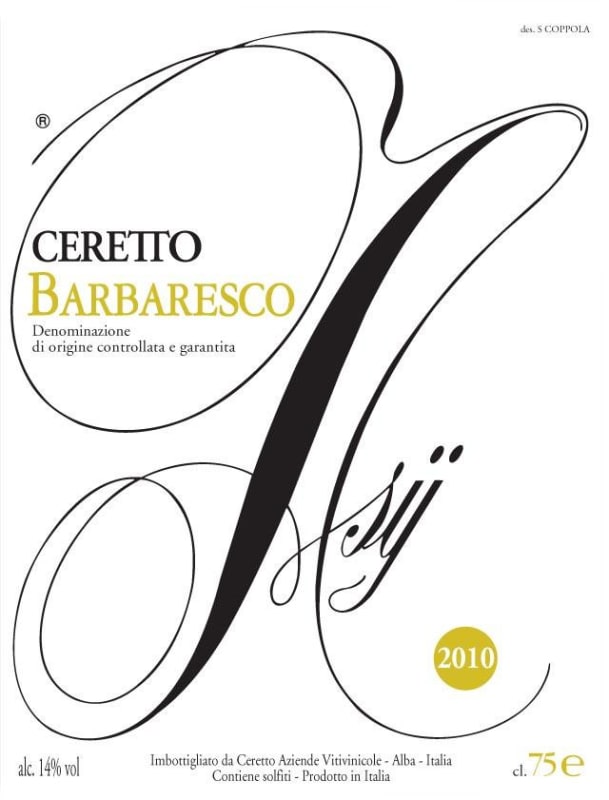 Ceretto Barbaresco Asij 2010 Front Label