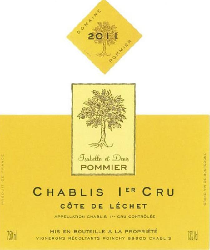 Denis Pommier Chablis Cote de Lechet Premier Cru 2011 Front Label