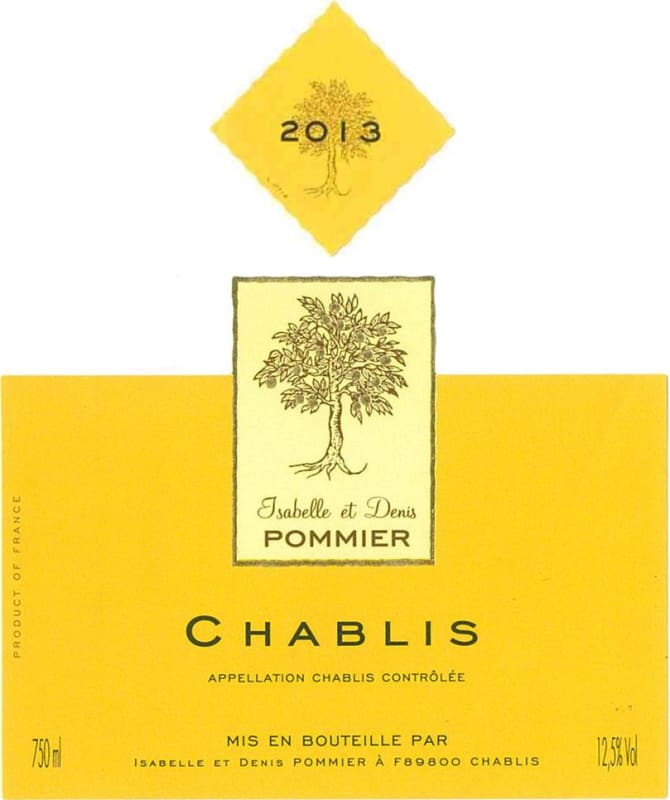 Denis Pommier Chablis 2013 Front Label