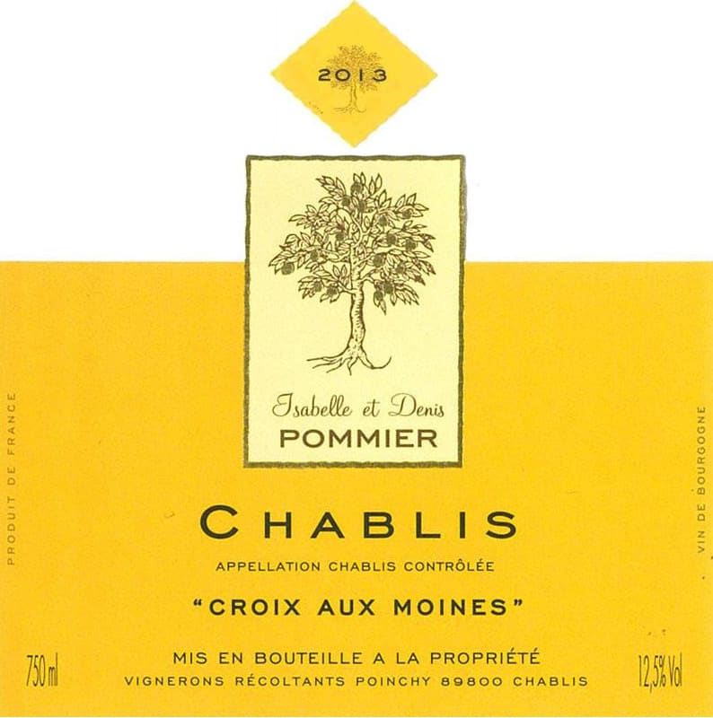 Denis Pommier Chablis Croix Aux Moines 2013 Front Label