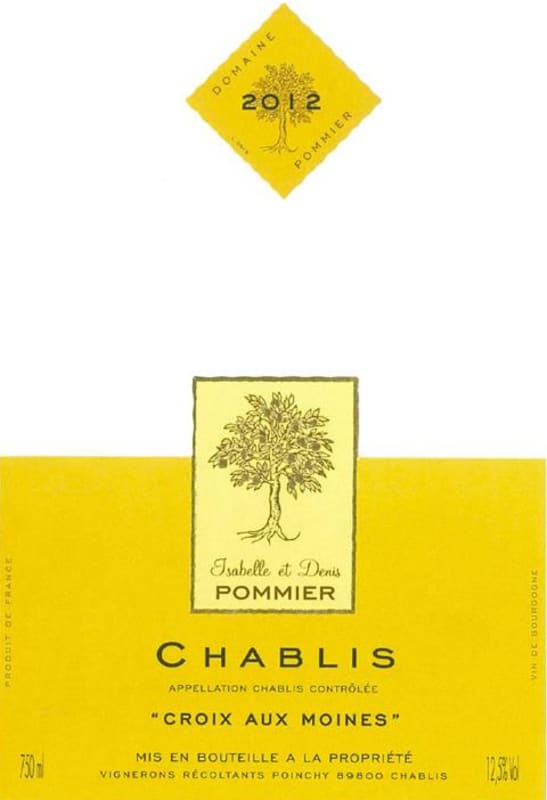 Denis Pommier Chablis Croix Aux Moines 2012 Front Label