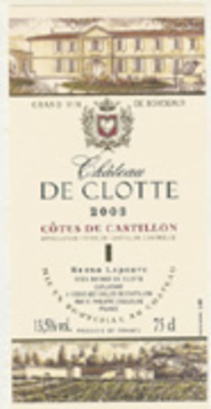 Chateau de Clotte 2003 Front Label