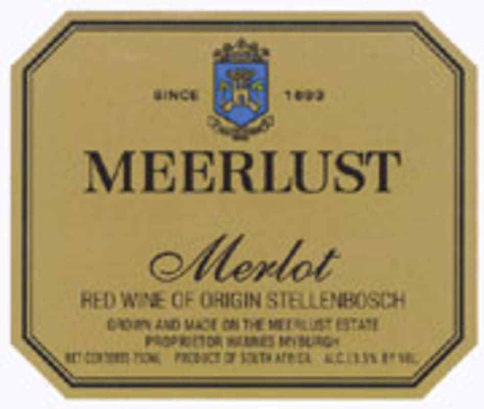 Meerlust Merlot 2001 Front Label