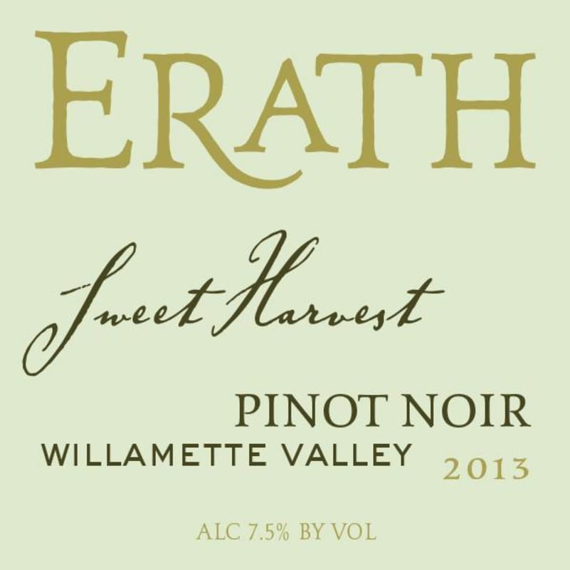 Erath Sweet Harvest Pinot Noir 2013 Front Label