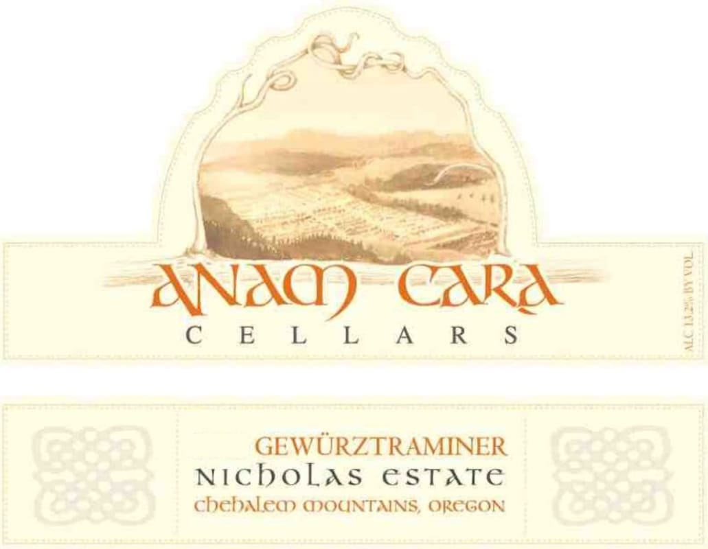 Anam Cara Nicholas Estate Gewurztraminer 2013 Front Label
