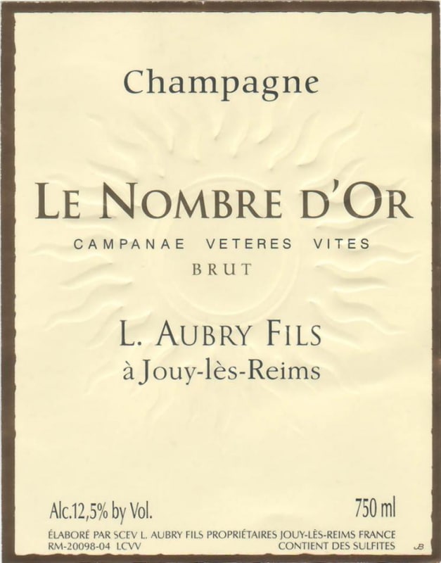 Aubry Le Nombre d'Or Campanae Veteres Vites Brut 2008 Front Label