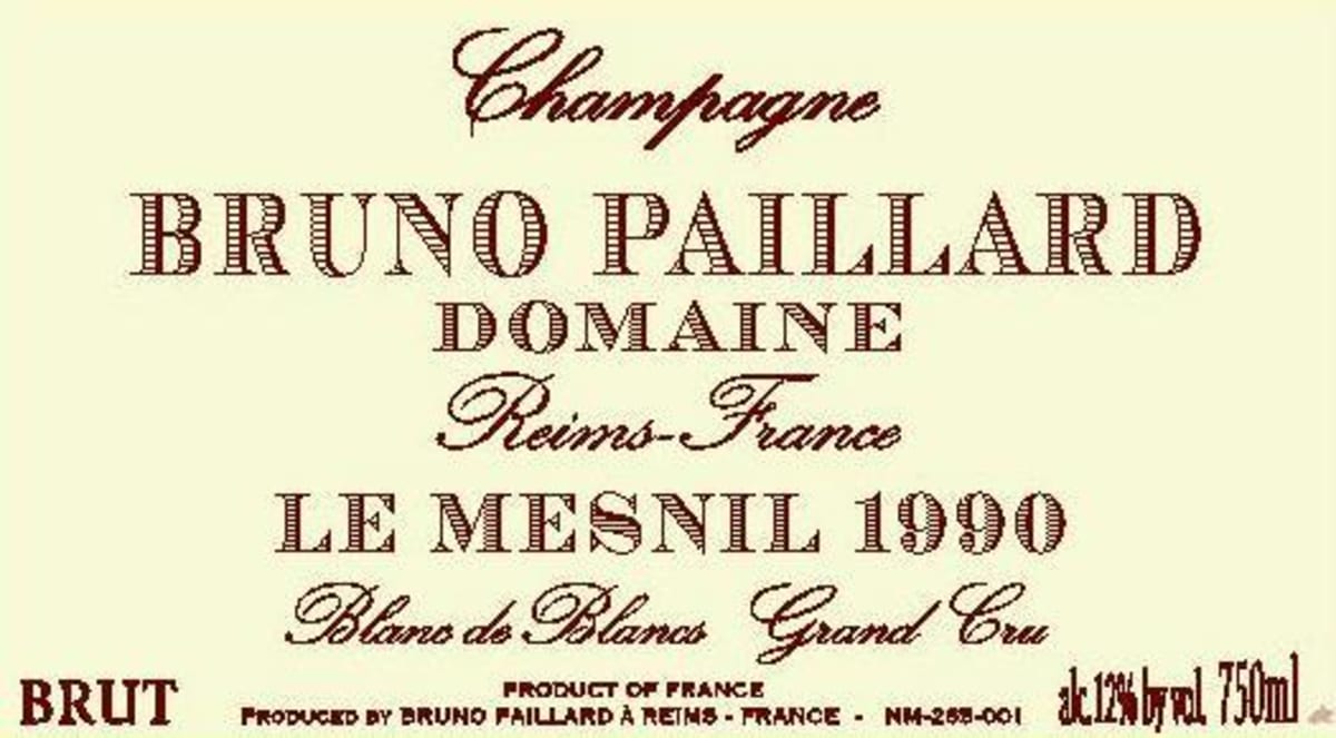 Bruno Paillard Le Mesnil Brut Grand Cru Blanc de Blancs 1990 Front Label