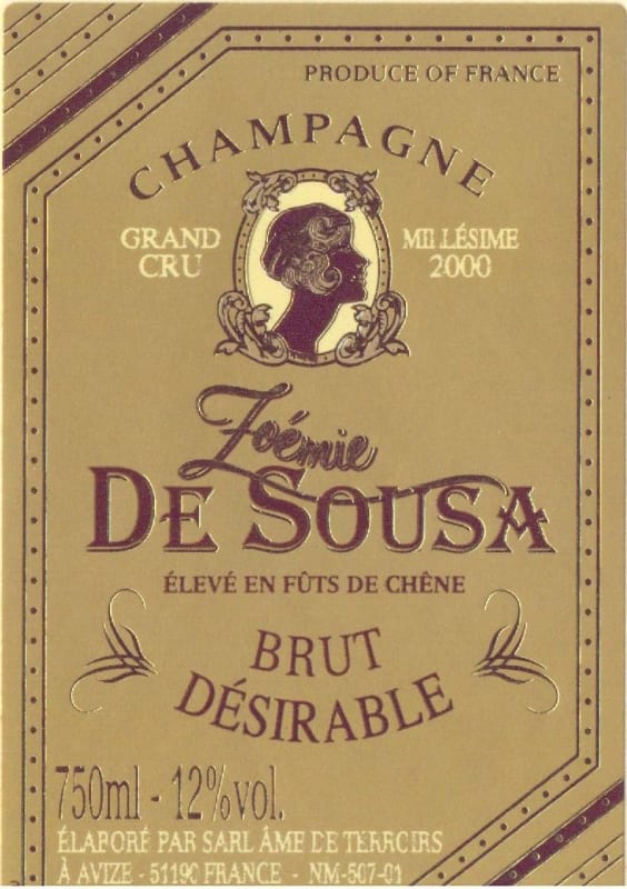 De Sousa Desirable Brut 2000 Front Label