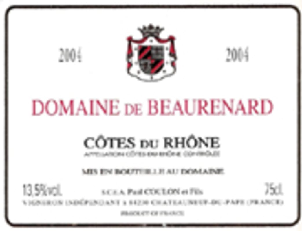 Domaine de Beaurenard Cotes du Rhone 2004 Front Label