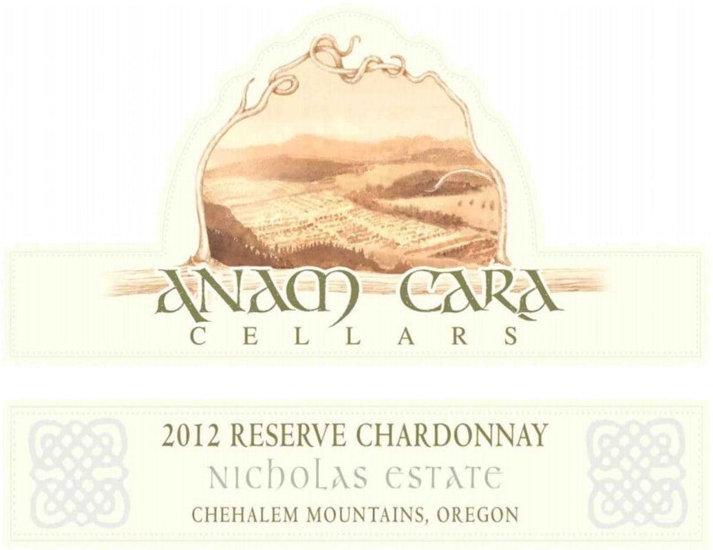Anam Cara Nicholas Estate Reserve Chardonnay 2012 Front Label