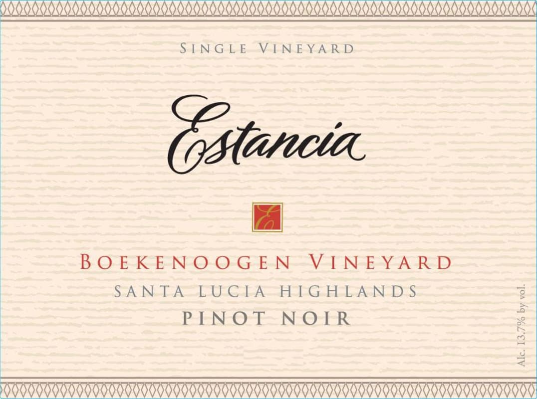 Estancia Boekenoogen Vineyard Pinot Noir 2012 Front Label