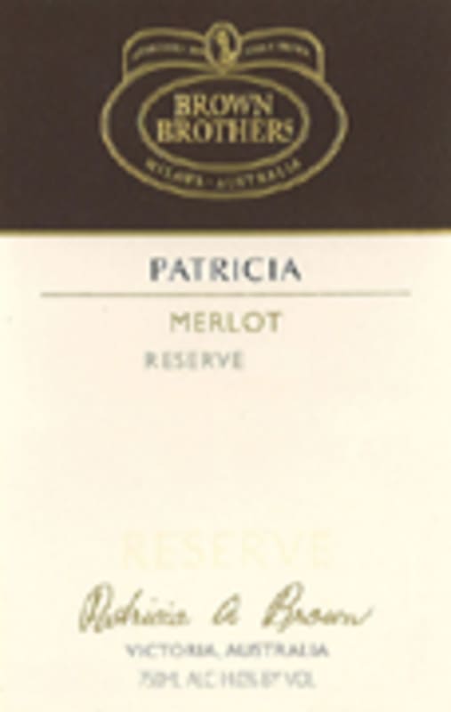 Brown Brothers Patricia Reserve Merlot 2002 Front Label