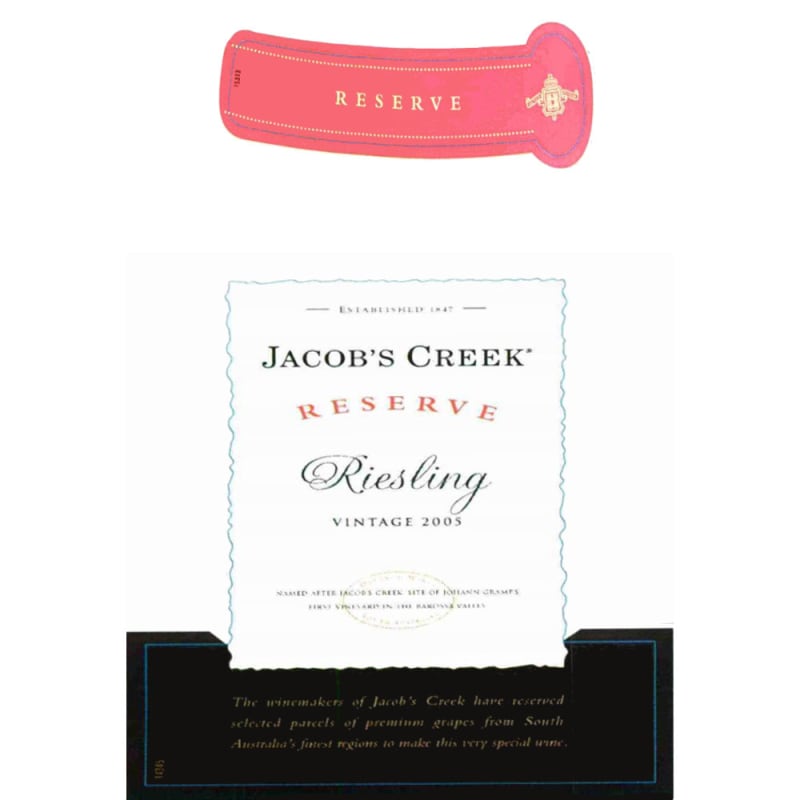 Jacob's Creek Reserve Riesling 2005 Front Label