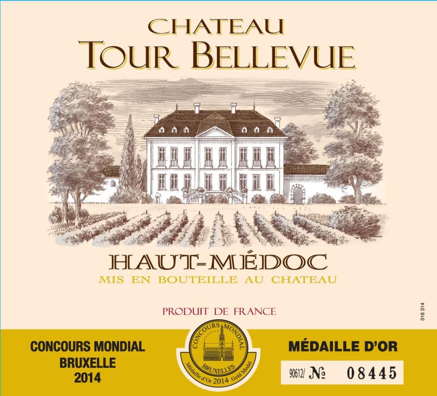 Chateau Barreyre Chateau Tour Bellevue 2014 Front Label