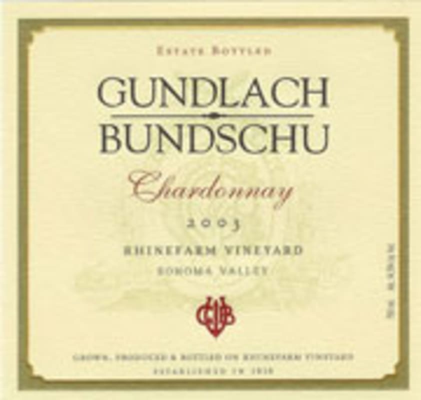 Gundlach Bundschu Chardonnay 2003 Front Label