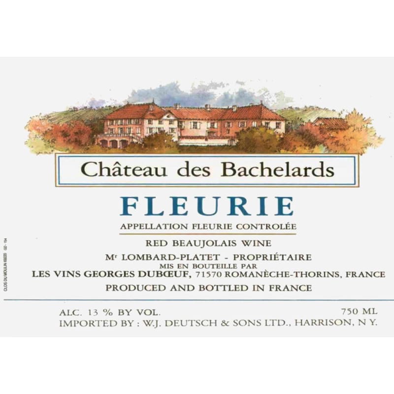 Duboeuf Fleurie Chateau des Bachelards 2005 Front Label