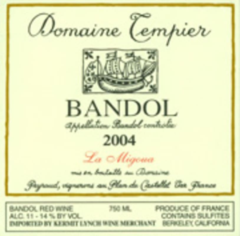 Domaine Tempier Bandol La Migoua Rouge 2004 Front Label
