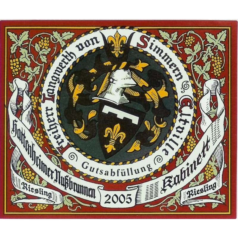 Von Simmern Riesling Hattenheimer Nussbrunnen Kabinett Trocken 2005 Front Label