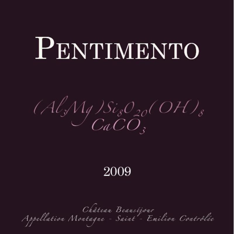 Chateau Beausejour Pentimento 2009 Front Label