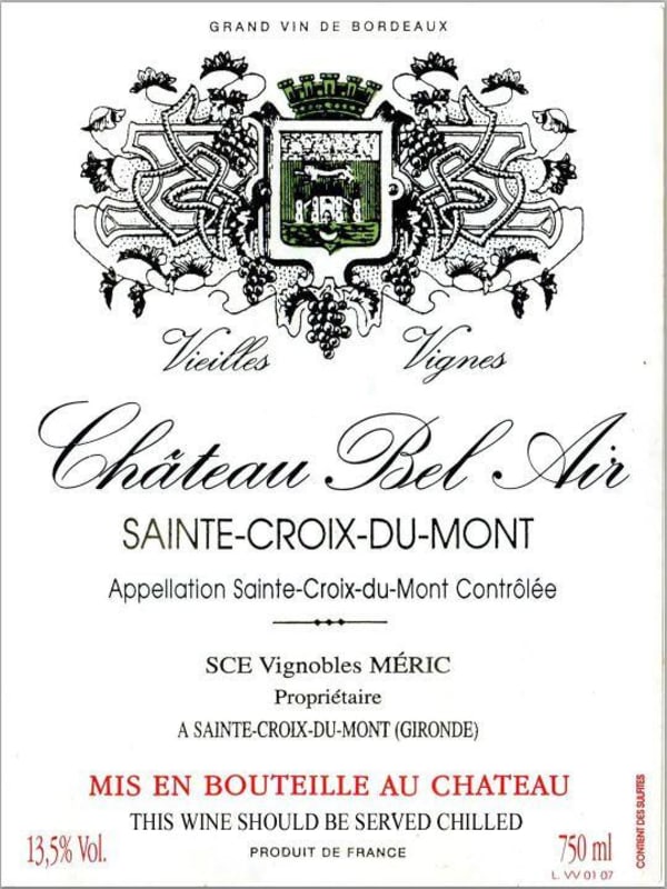 Chateau Bel Air Cuvee Vieilles Vignes 2011 Front Label