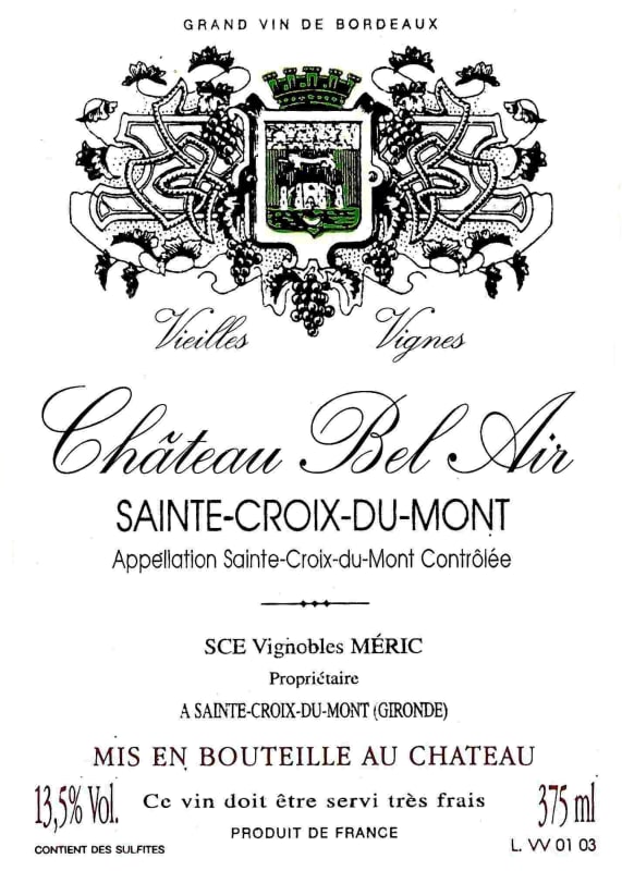 Chateau Bel Air Cuvee Vieilles Vignes 2006 Front Label