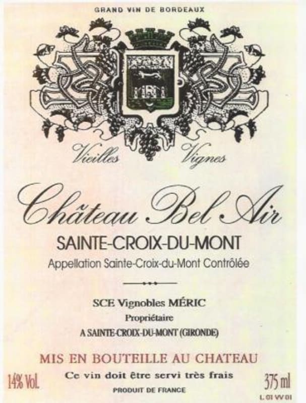 Chateau Bel Air Cuvee Vieilles Vignes 2003 Front Label