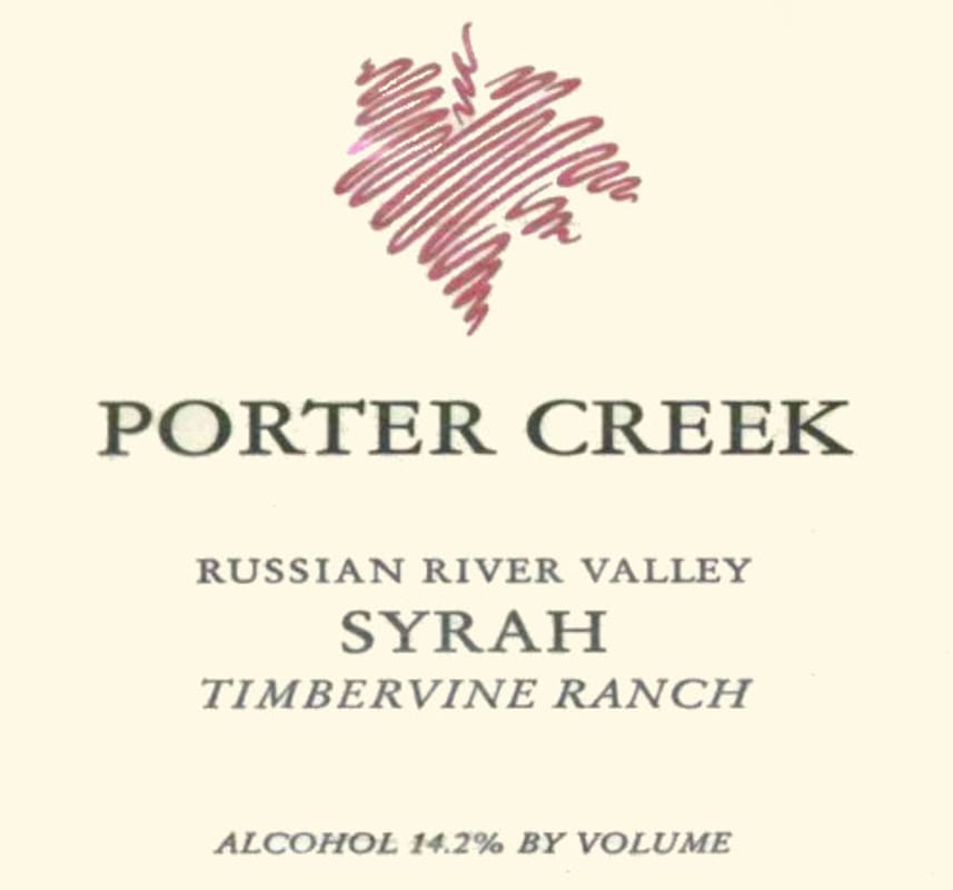 Porter Creek Timbervine Ranch Syrah 2002 Front Label