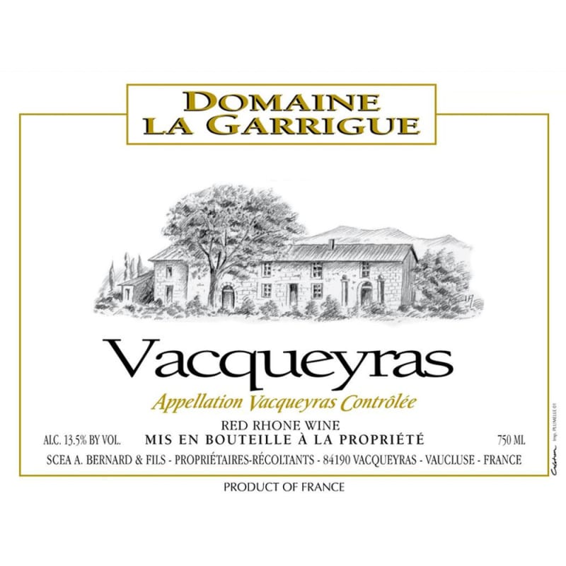Domaine La Garrigue Vacqueyras 2005 Front Label