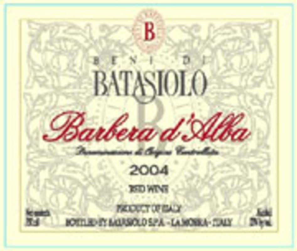 Beni di Batasiolo Barbera d'Alba 2004 Front Label