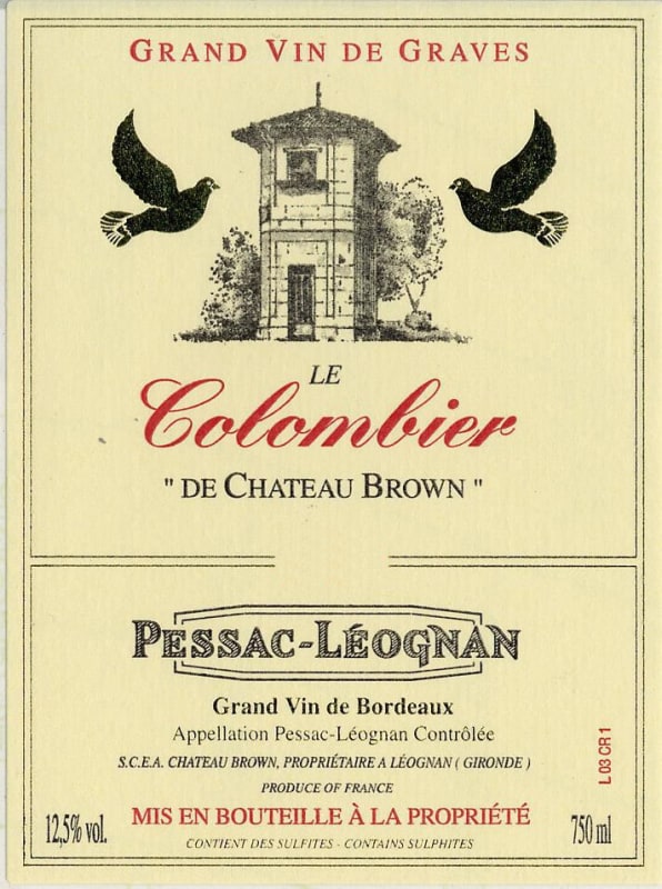 Chateau Brown Le Colombier 2005 Front Label
