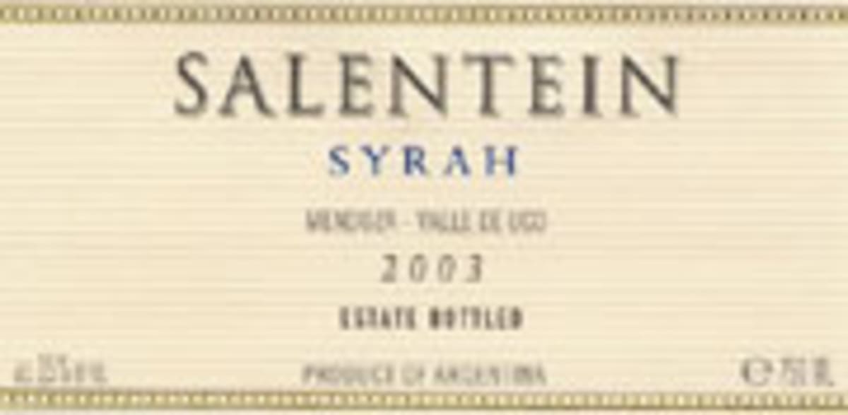 Salentein Syrah 2003 Front Label