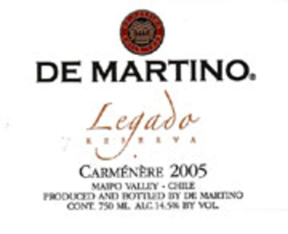 De Martino Legado Carmenere 2005 Front Label