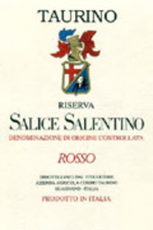 Taurino Salice Salentino Riserva 2004 Front Label