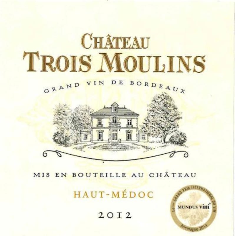 Chateau Trois Moulins Haut-Medoc 2012 Front Label