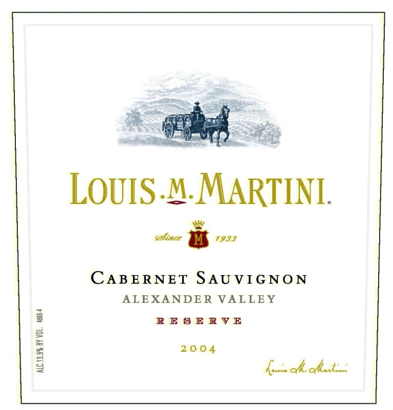Louis Martini Reserve Cabernet Sauvignon 2004 Front Label