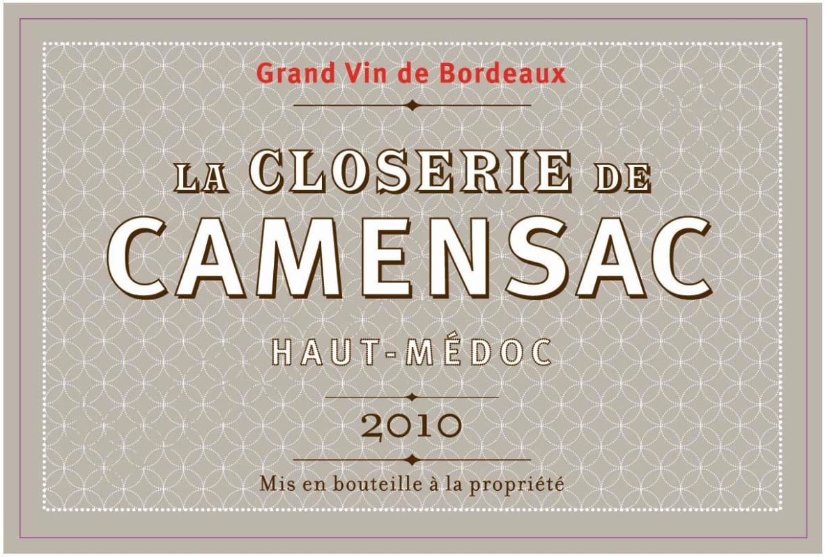 Chateau de Camensac La Closerie de Camensac 2010 Front Label