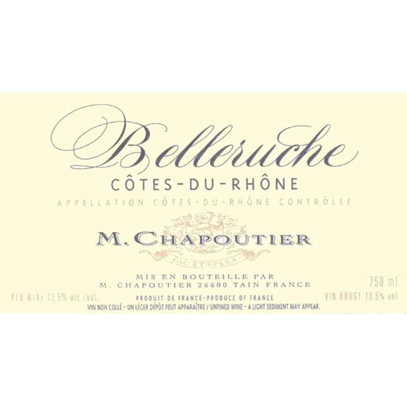 M. Chapoutier Cotes du Rhone Belleruche Rouge 2005 Front Label