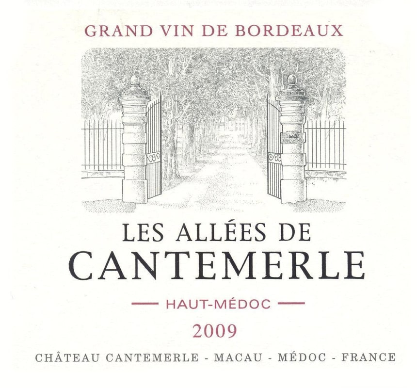 Chateau Cantemerle Les Allees de Cantemerle 2009 Front Label