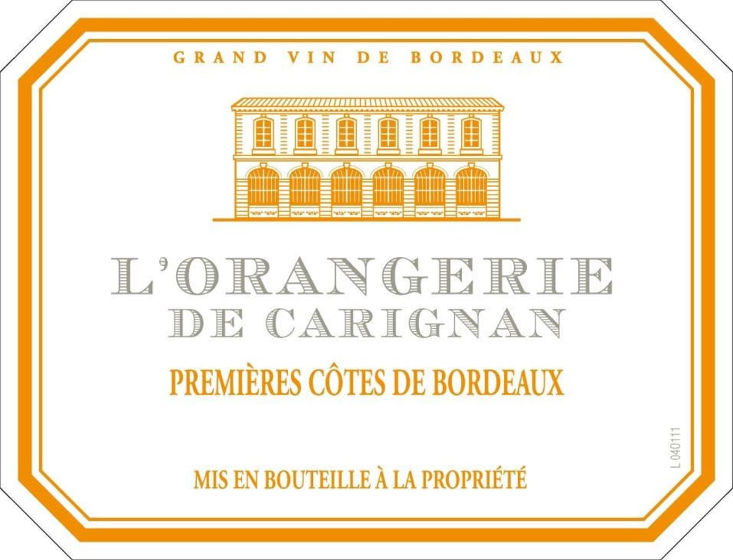 Chateau Carignan L'Orangerie de Carignan 2012 Front Label