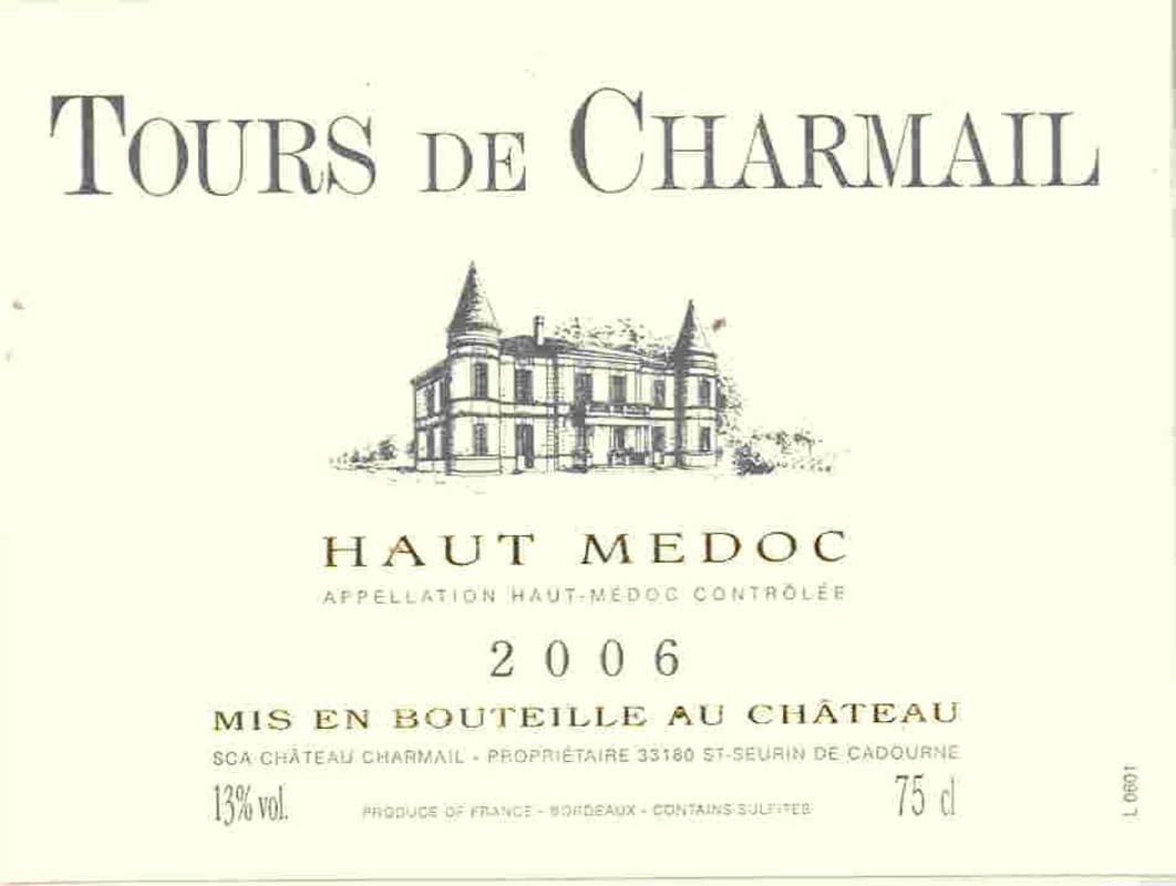 Chateau Charmail Tours de Charmail 2006 Front Label