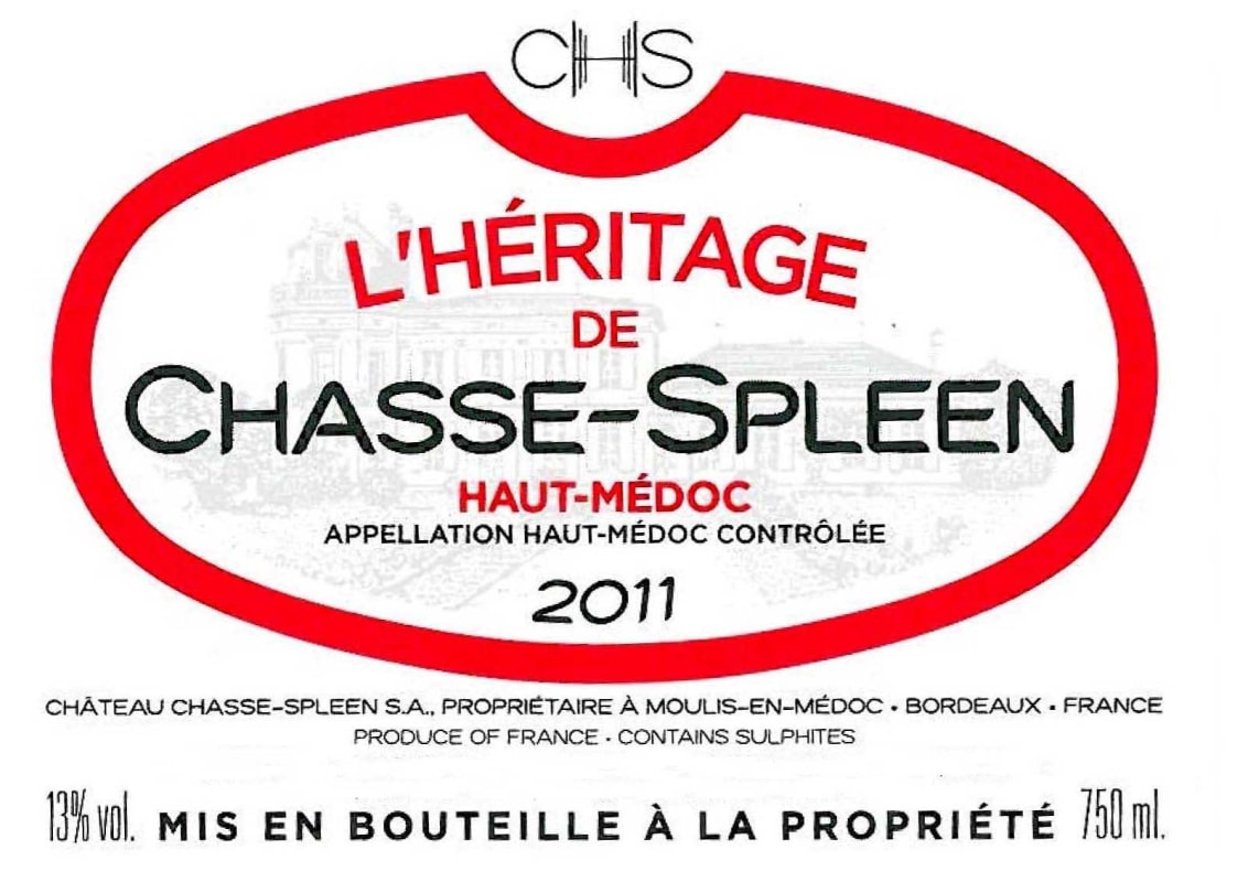 Chateau Chasse Spleen L'Heritage de Chasse-Spleen 2011 Front Label
