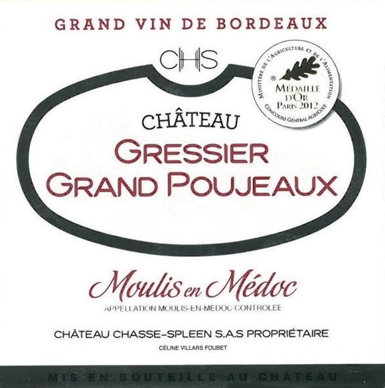 Chateau Chasse Spleen Gressier Grand Poujeaux 2012 Front Label
