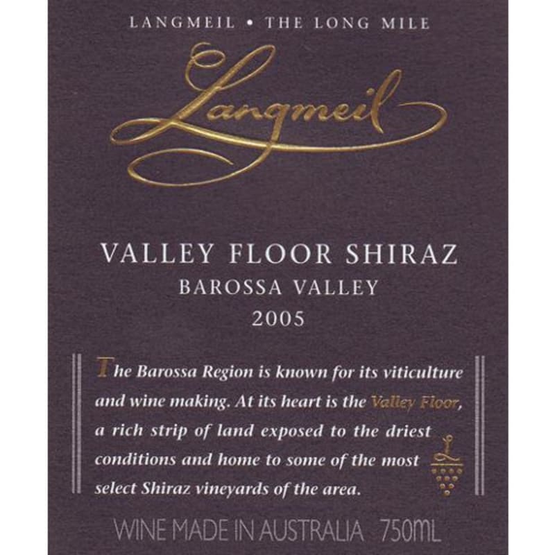 Langmeil Valley Floor Shiraz 2005 Front Label