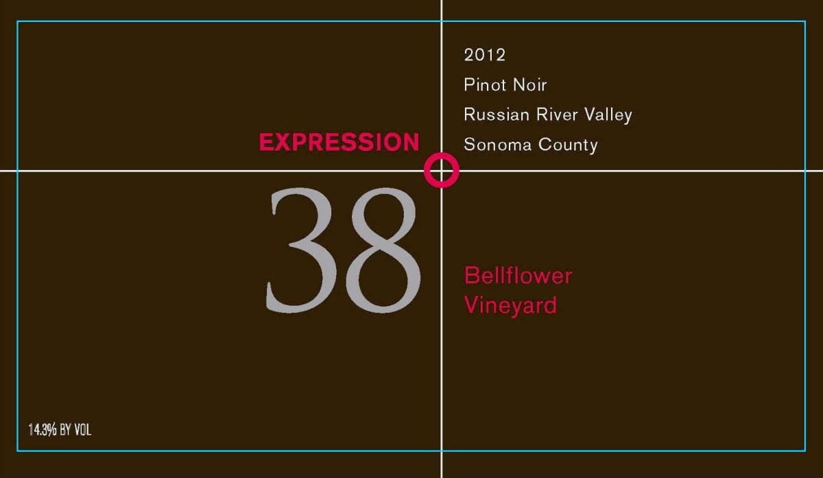 Expression 38 degrees Bellflower Vineyard Pinot Noir 2012 Front Label