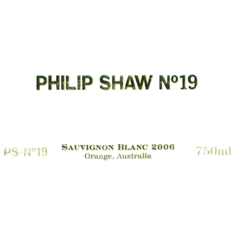 Philip Shaw No. 19 Sauvignon Blanc 2006 Front Label