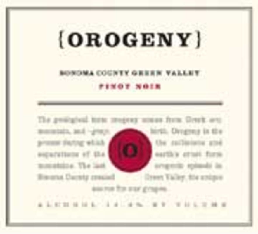 Orogeny Vineyards Pinot Noir Green Valley 2005 Front Label