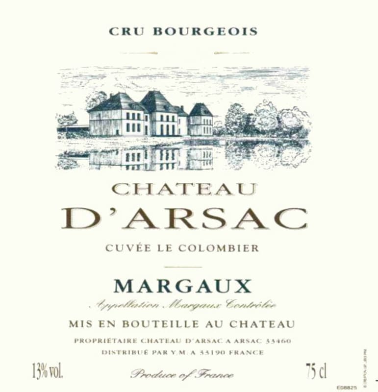Chateau d'Arsac Cuvee Le Colombier 2007 Front Label