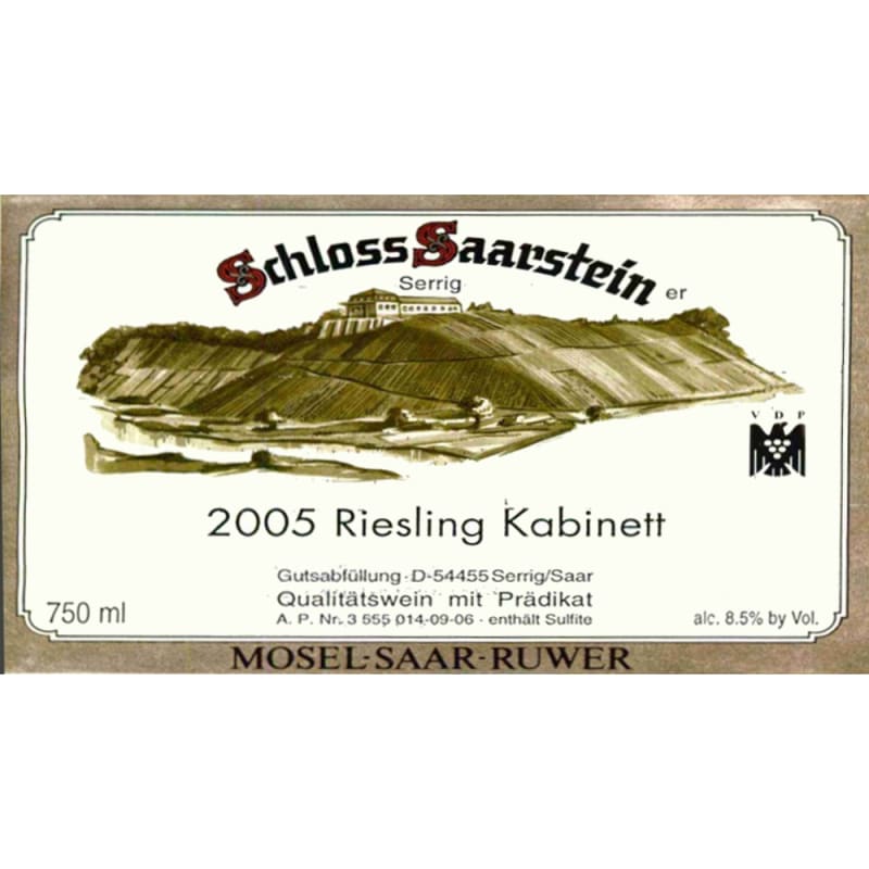 Schloss Saarstein Riesling Kabinett 2005 Front Label