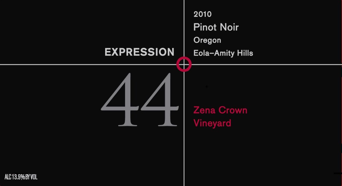 Expression 44 Zena Crown Vineyard Pinot Noir 2010 Front Label